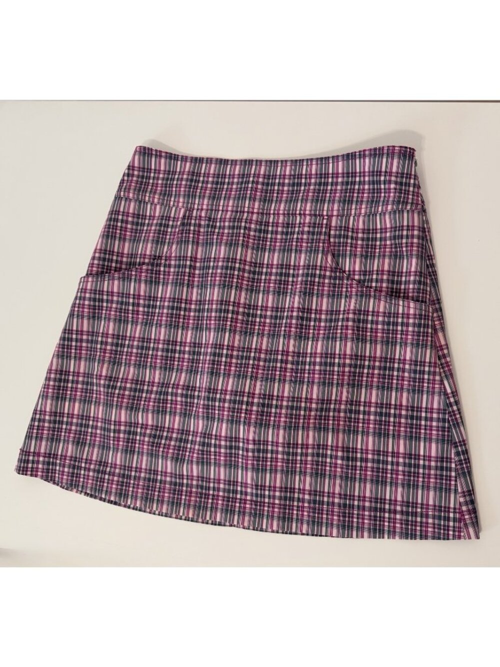 Annika Cutter & Buck Pink Plaid Golf Tennis Skort Skirt Shorts Stretch Size 2
